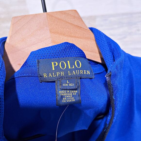 POLO Ralph Lauren 1/4 Zip Performance Jersey Pullover Blue Boys Large 14 16 - Picture 5 of 6
